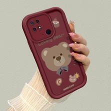 HONTINGA Xiaomi Redmi 10C ile Uyumlu Kılıfı Düşüme Önleyici Basitlik Anti Düşme Kamera Korumali Ayılar Bordo Desen Yumuşak Silikon Telefon Kılıfı Kadın ve Erkek Için Uygundur K2-7080