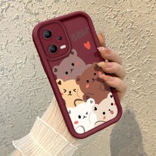HONTINGA Poco X5 ile Uyumlu Kılıfı Düşüme Önleyici Basitlik Anti Düşme Kamera Korumali Ayılar Bordo Desen Yumuşak Silikon Telefon Kılıfı Kadın ve Erkek Için Uygundur K2-7080