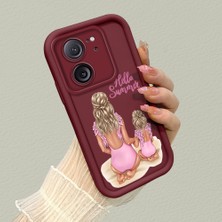 HONTINGA Xiaomi Mi 13T Pro ile Uyumlu Kılıfı Düşüme Önleyici Basitlik Anti Düşme Kamera Korumali Gözler Bordo Desen Yumuşak Silikon Telefon Kılıfı Kadın ve Erkek Için Uygundur K2-7077