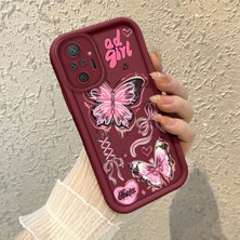 HONTINGA Xiaomi Redmi Note 10 Pro ile Uyumlu Kılıfı Düşüme Önleyici Basitlik Anti Düşme Kamera Korumali Kelebek Bordo Desen Yumuşak Silikon Telefon Kılıfı Kadın ve Erkek Için Uygundur K2-7081