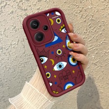 HONTINGA Xiaomi Redmi Note 13 Pro Plus 5g ile Uyumlu Kılıfı Düşüme Önleyici Basitlik Anti Düşme Kamera Korumali Gözler Bordo Desen Yumuşak Silikon Telefon Kılıfı Kadın ve Erkek Için Uygundur K2-7077