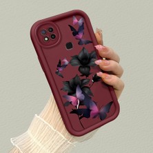HONTINGA Xiaomi Redmi 9c ile Uyumlu Kılıfı Düşüme Önleyici Basitlik Anti Düşme Kamera Korumali Kelebek Bordo Desen Yumuşak Silikon Telefon Kılıfı Kadın ve Erkek Için Uygundur K2-7081