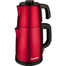 Allians 2000W Çelik Elektrikli Çay Makinesi, Kırmızı, Pratik ve Şık Tasarım