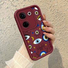 HONTINGA Tecno Camon 20 Pro 4g ile Uyumlu Kılıfı Düşüme Önleyici Basitlik Anti Düşme Kamera Korumali Gözler Bordo Desen Yumuşak Silikon Telefon Kılıfı Kadın ve Erkek Için Uygundur K2-7077