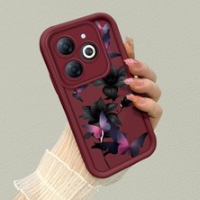 HONTINGA Tecno Spark Go 2024 ile Uyumlu Kılıfı Düşüme Önleyici Basitlik Anti Düşme Kamera Korumali Kelebek Bordo Desen Yumuşak Silikon Telefon Kılıfı Kadın ve Erkek Için Uygundur K2-7081