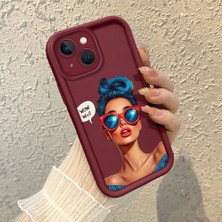 HONTINGA iPhone 14 Plus ile Uyumlu Kılıfı Düşüme Önleyici Basitlik Anti Düşme Kamera Korumali Moda Kızı Bordo Desen Yumuşak Silikon Telefon Kılıfı Kadın ve Erkek Için Uygundur K2-7078