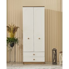 İNDEPPO Bahama 2 Kapaklı Gardırop Mat Aytaşı - Pera (Mdf Kapaklar)