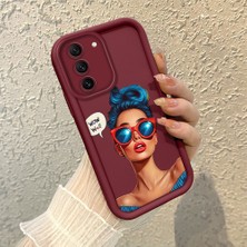 HONTINGA Samsung Galaxy S21 Fe ile Uyumlu Kılıfı Düşüme Önleyici Basitlik Anti Düşme Kamera Korumali Moda Kızı Bordo Desen Yumuşak Silikon Telefon Kılıfı Kadın ve Erkek Için Uygundur K2-7078