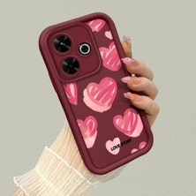 HONTINGA Xiaomi Redmi 13 4g ile Uyumlu Kılıfı Düşüme Önleyici Basitlik Anti Düşme Kamera Korumali Kalp Bordo Desen Yumuşak Silikon Telefon Kılıfı Kadın ve Erkek Için Uygundur K2-7079