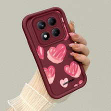 HONTINGA Xiaomi Redmi Note 14 Pro ile Uyumlu Kılıfı Düşüme Önleyici Basitlik Anti Düşme Kamera Korumali Kalp Bordo Desen Yumuşak Silikon Telefon Kılıfı Kadın ve Erkek Için Uygundur K2-7079
