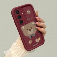 HONTINGA Samsung Galaxy S24 Plus ile Uyumlu Kılıfı Düşüme Önleyici Basitlik Anti Düşme Kamera Korumali Ayılar Bordo Desen Yumuşak Silikon Telefon Kılıfı Kadın ve Erkek Için Uygundur K2-7080