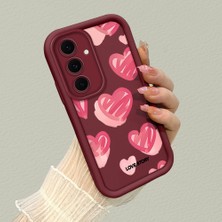 HONTINGA Samsung Galaxy S24 Fe ile Uyumlu Kılıfı Düşüme Önleyici Basitlik Anti Düşme Kamera Korumali Kalp Bordo Desen Yumuşak Silikon Telefon Kılıfı Kadın ve Erkek Için Uygundur K2-7079