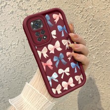 HONTINGA Xiaomi Redmi Note 11 ile Uyumlu Kılıfı Düşüme Önleyici Basitlik Anti Düşme Kamera Korumali Kalp Bordo Desen Yumuşak Silikon Telefon Kılıfı Kadın ve Erkek Için Uygundur K2-7079