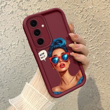 HONTINGA Samsung Galaxy S24 Fe ile Uyumlu Kılıfı Düşüme Önleyici Basitlik Anti Düşme Kamera Korumali Moda Kızı Bordo Desen Yumuşak Silikon Telefon Kılıfı Kadın ve Erkek Için Uygundur K2-7078