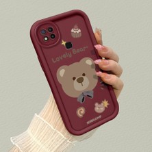 HONTINGA Xiaomi Redmi 9c ile Uyumlu Kılıfı Düşüme Önleyici Basitlik Anti Düşme Kamera Korumali Ayılar Bordo Desen Yumuşak Silikon Telefon Kılıfı Kadın ve Erkek Için Uygundur K2-7080