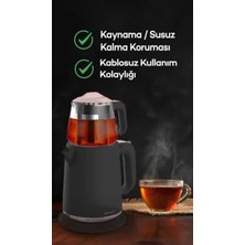 Allians Elektrikli Pembe Çay Makinesi, Cam Demlikli, 1850W, 1.8l, Kettle