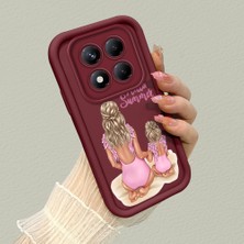 HONTINGA Xiaomi Redmi Note 14 Pro ile Uyumlu Kılıfı Düşüme Önleyici Basitlik Anti Düşme Kamera Korumali Gözler Bordo Desen Yumuşak Silikon Telefon Kılıfı Kadın ve Erkek Için Uygundur K2-7077