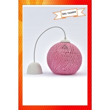 PremiumPort Şık Pembe Sarkıt Top Avize, Beyaz Kablo, Modern ve Hafif Tasarım