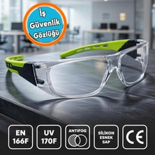 Nzb Iş Güvenlik Gözlüğü Buğulanmaz Koruyucu Gözlük Silikon Kulaklık Şeffaf Cam EN-166F (1 Adet)
