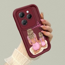 HONTINGA Infinix Hot 40 ile Uyumlu Kılıfı Düşüme Önleyici Basitlik Anti Düşme Kamera Korumali Gözler Bordo Desen Yumuşak Silikon Telefon Kılıfı Kadın ve Erkek Için Uygundur K2-7077