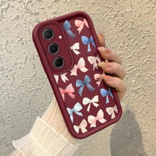 HONTINGA Samsung Galaxy A55 ile Uyumlu Kılıfı Düşüme Önleyici Basitlik Anti Düşme Kamera Korumali Kalp Bordo Desen Yumuşak Silikon Telefon Kılıfı Kadın ve Erkek Için Uygundur K2-7079