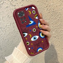HONTINGA Xiaomi Redmi Note 11 ile Uyumlu Kılıfı Düşüme Önleyici Basitlik Anti Düşme Kamera Korumali Gözler Bordo Desen Yumuşak Silikon Telefon Kılıfı Kadın ve Erkek Için Uygundur K2-7077
