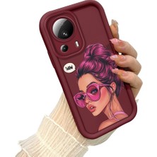 HONTINGA Xiaomi Mi 13 Lite ile Uyumlu Kılıfı Düşüme Önleyici Basitlik Anti Düşme Kamera Korumali Moda Kızı Bordo Desen Yumuşak Silikon Telefon Kılıfı Kadın ve Erkek Için Uygundur K2-7078