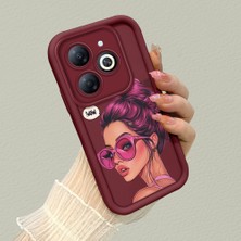 HONTINGA Infinix Smart 8 ile Uyumlu Kılıfı Düşüme Önleyici Basitlik Anti Düşme Kamera Korumali Moda Kızı Bordo Desen Yumuşak Silikon Telefon Kılıfı Kadın ve Erkek Için Uygundur K2-7078