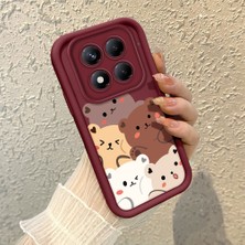 HONTINGA Xiaomi Redmi Note 14 Pro ile Uyumlu Kılıfı Düşüme Önleyici Basitlik Anti Düşme Kamera Korumali Ayılar Bordo Desen Yumuşak Silikon Telefon Kılıfı Kadın ve Erkek Için Uygundur K2-7080