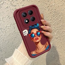 HONTINGA Xiaomi Redmi Note 14 Pro ile Uyumlu Kılıfı Düşüme Önleyici Basitlik Anti Düşme Kamera Korumali Moda Kızı Bordo Desen Yumuşak Silikon Telefon Kılıfı Kadın ve Erkek Için Uygundur K2-7078
