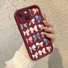 HONTINGA iPhone 15 Plus ile Uyumlu Kılıfı Düşüme Önleyici Basitlik Anti Düşme Kamera Korumali Kalp Bordo Desen Yumuşak Silikon Telefon Kılıfı Kadın ve Erkek Için Uygundur K2-7079