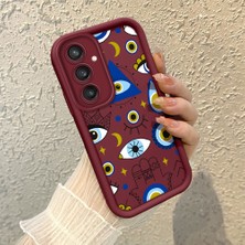 HONTINGA Samsung Galaxy S23 Fe ile Uyumlu Kılıfı Düşüme Önleyici Basitlik Anti Düşme Kamera Korumali Gözler Bordo Desen Yumuşak Silikon Telefon Kılıfı Kadın ve Erkek Için Uygundur K2-7077