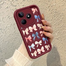 HONTINGA Realme Note 50 ile Uyumlu Kılıfı Düşüme Önleyici Basitlik Anti Düşme Kamera Korumali Kalp Bordo Desen Yumuşak Silikon Telefon Kılıfı Kadın ve Erkek Için Uygundur K2-7079