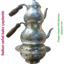 Allians Bakır Çaydanlık Seti, Şık ve Dayanıklı Balkon Sefası Demliği