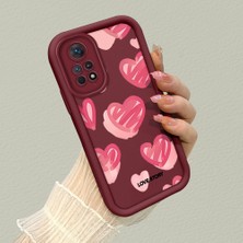 HONTINGA Xiaomi Redmi Note 11 Pro ile Uyumlu Kılıfı Düşüme Önleyici Basitlik Anti Düşme Kamera Korumali Kalp Bordo Desen Yumuşak Silikon Telefon Kılıfı Kadın ve Erkek Için Uygundur K2-7079