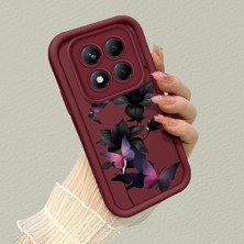 HONTINGA Xiaomi Redmi Note 14 Pro ile Uyumlu Kılıfı Düşüme Önleyici Basitlik Anti Düşme Kamera Korumali Kelebek Bordo Desen Yumuşak Silikon Telefon Kılıfı Kadın ve Erkek Için Uygundur K2-7081
