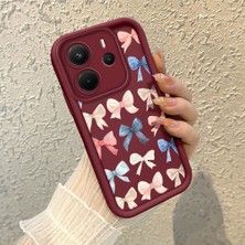HONTINGA Xiaomi Redmi Note 14 ile Uyumlu Kılıfı Düşüme Önleyici Basitlik Anti Düşme Kamera Korumali Kalp Bordo Desen Yumuşak Silikon Telefon Kılıfı Kadın ve Erkek Için Uygundur K2-7079
