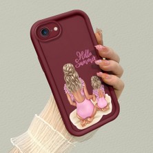 HONTINGA iPhone 7 ile Uyumlu Kılıfı Düşüme Önleyici Basitlik Anti Düşme Kamera Korumali Gözler Bordo Desen Yumuşak Silikon Telefon Kılıfı Kadın ve Erkek Için Uygundur K2-7077