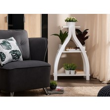 Kzy Mobilya Lucy Saksılık-Çiçeklik-Dekoratif Yan Sehpa-Beyaz