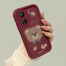 HONTINGA Poco C65 ile Uyumlu Kılıfı Düşüme Önleyici Basitlik Anti Düşme Kamera Korumali Ayılar Bordo Desen Yumuşak Silikon Telefon Kılıfı Kadın ve Erkek Için Uygundur K2-7080
