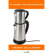 Allians Elektrikli Çay Makinesi 1.8l Paslanmaz Çelik 1800W, Hızlı ve Güçlü Demlik