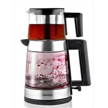 Allians Gri Renkli Cam LED Işıklı Çay Makinesi, Şık ve Fonksiyonel Tasarım