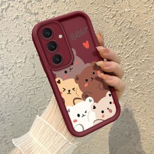 HONTINGA Samsung Galaxy S24 Plus ile Uyumlu Kılıfı Düşüme Önleyici Basitlik Anti Düşme Kamera Korumali Ayılar Bordo Desen Yumuşak Silikon Telefon Kılıfı Kadın ve Erkek Için Uygundur K2-7080