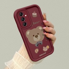 HONTINGA Samsung Galaxy A14 ile Uyumlu Kılıfı Düşüme Önleyici Basitlik Anti Düşme Kamera Korumali Ayılar Bordo Desen Yumuşak Silikon Telefon Kılıfı Kadın ve Erkek Için Uygundur K2-7080