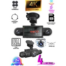 4K & 1080P Ultra Hd 4 Kameralı Hafıza Kartına Kayıtlı Hareket Algılamalı Araç Kamerası