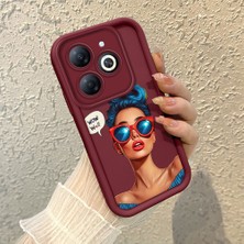 HONTINGA Tecno Spark Go 2024 ile Uyumlu Kılıfı Düşüme Önleyici Basitlik Anti Düşme Kamera Korumali Moda Kızı Bordo Desen Yumuşak Silikon Telefon Kılıfı Kadın ve Erkek Için Uygundur K2-7078