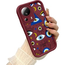 HONTINGA Xiaomi Mi 13 Lite ile Uyumlu Kılıfı Düşüme Önleyici Basitlik Anti Düşme Kamera Korumali Gözler Bordo Desen Yumuşak Silikon Telefon Kılıfı Kadın ve Erkek Için Uygundur K2-7077