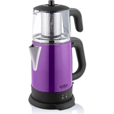 Arnica Şık Mor Cam Çay Makinesi, Modern Tasarım ve Kolay Kullanım