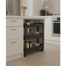 Okyanus Home 3 Katlı Tekerlekli Banyo-Mutfak Düzenleyici Siyah