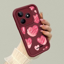 HONTINGA Realme C53 ile Uyumlu Kılıfı Düşüme Önleyici Basitlik Anti Düşme Kamera Korumali Kalp Bordo Desen Yumuşak Silikon Telefon Kılıfı Kadın ve Erkek Için Uygundur K2-7079
